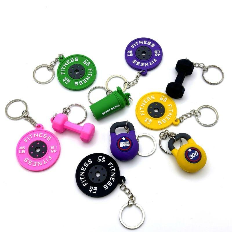 Porte-clé Fitness en Silicone – Haltère, Kettlebell et Disque de Musculation